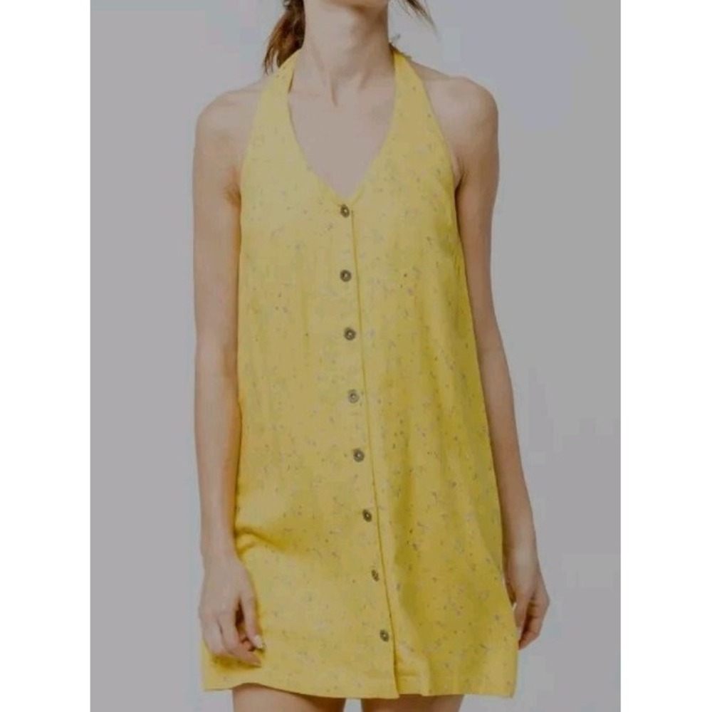 RVCA 90'S Baby yellow Halter Dress‎ Size Medium